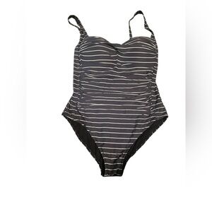 Striped Gray and White Swimsuit
